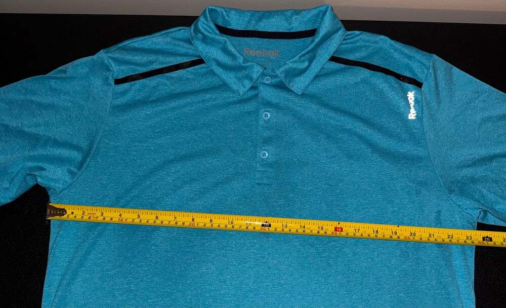 Reebok PlayDry Performance Polo Shirt Blue Size Large - Picture 5 of 6
